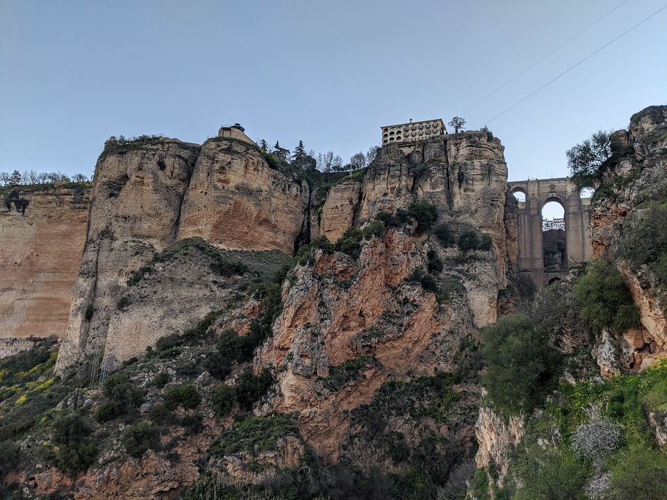 Looking up to the main area of town in the morning