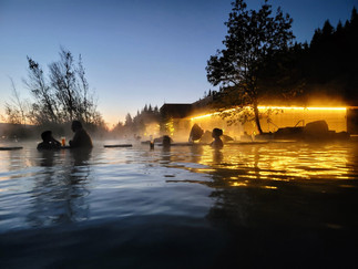 The sun setting over Forest Lagoon in Northern Iceland