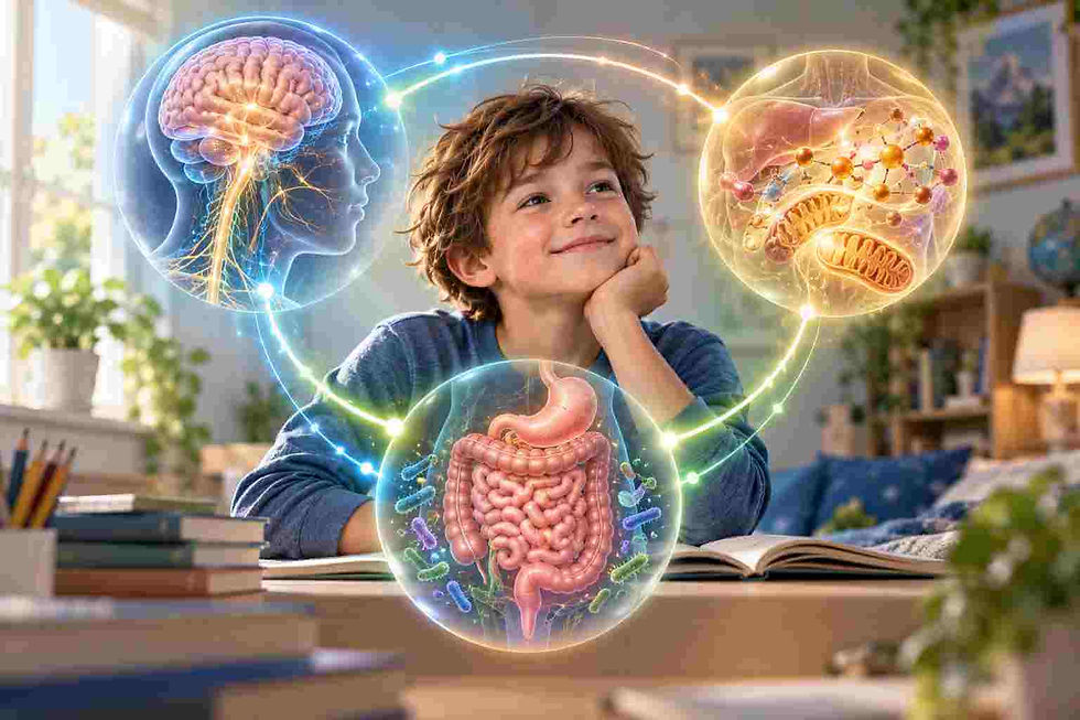 Nervous system metabolism and gut interacting to influence child behavior