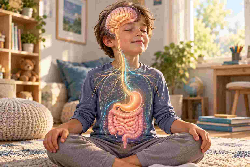 Child nervous system and gut connection influencing behavior and regulation