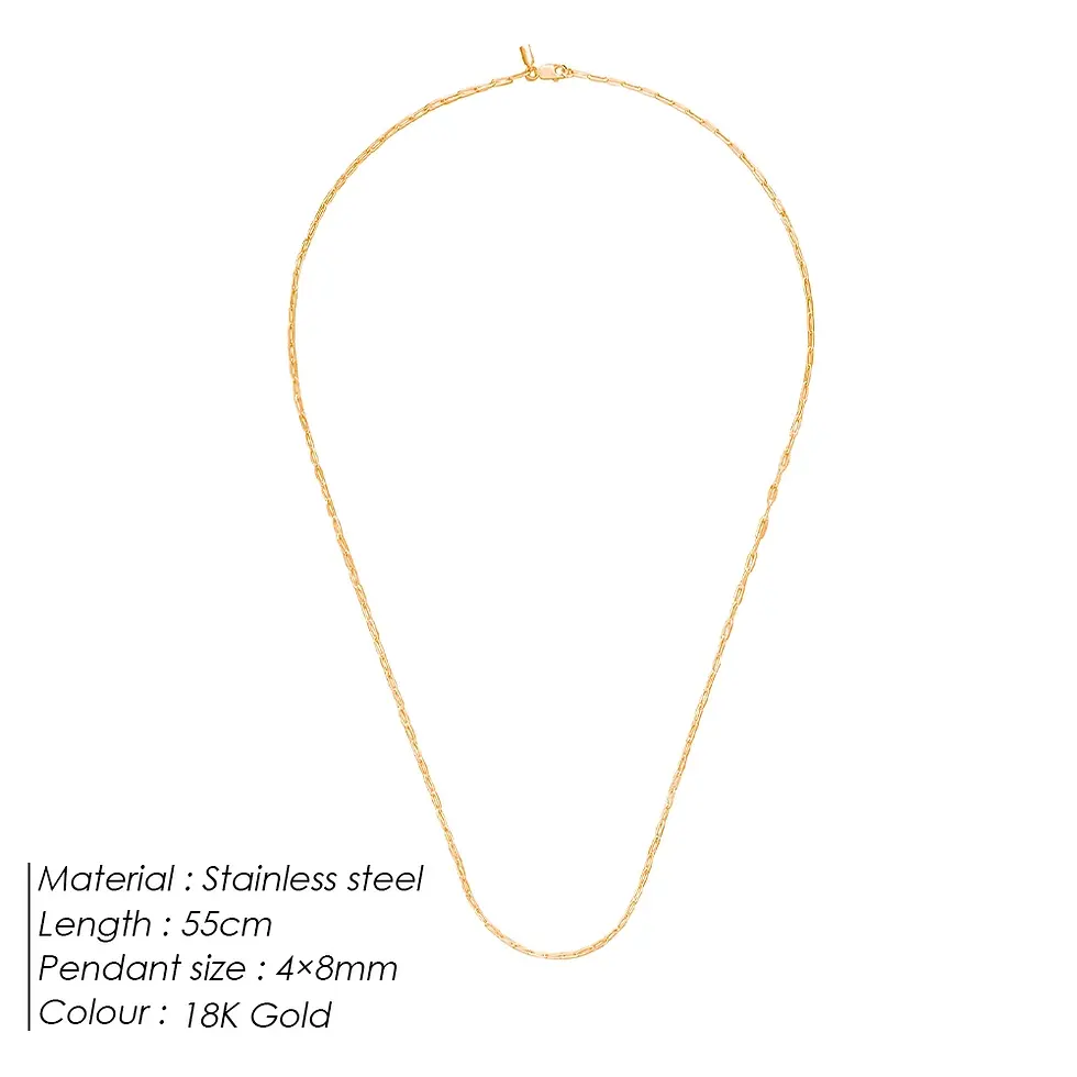 Miniature : Men's 2MM Stainless Steel Gold-Plated Paperclip Chain Necklace