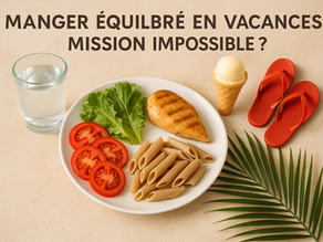 Assiette équilibrée illustrant le thème manger équilibré en vacances