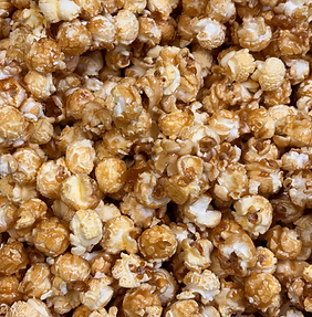 Close up of Caramel popcorn flat lay