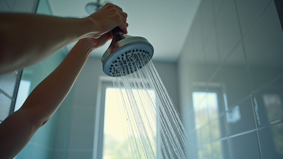 Close-up view of a professional installing a showerhead