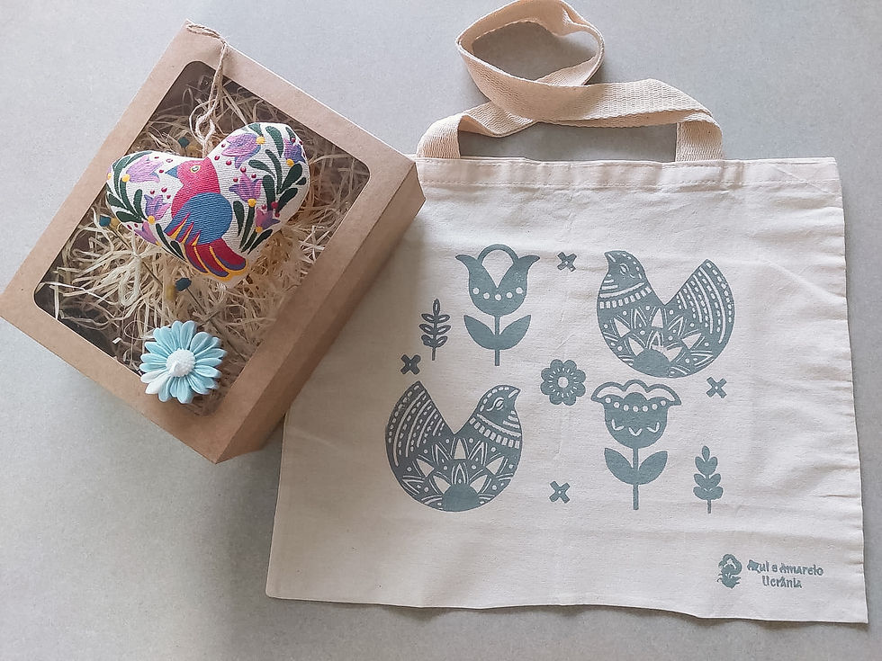 Miniatura: enfeite no formato de coração eco bag estampado floral e vela flor