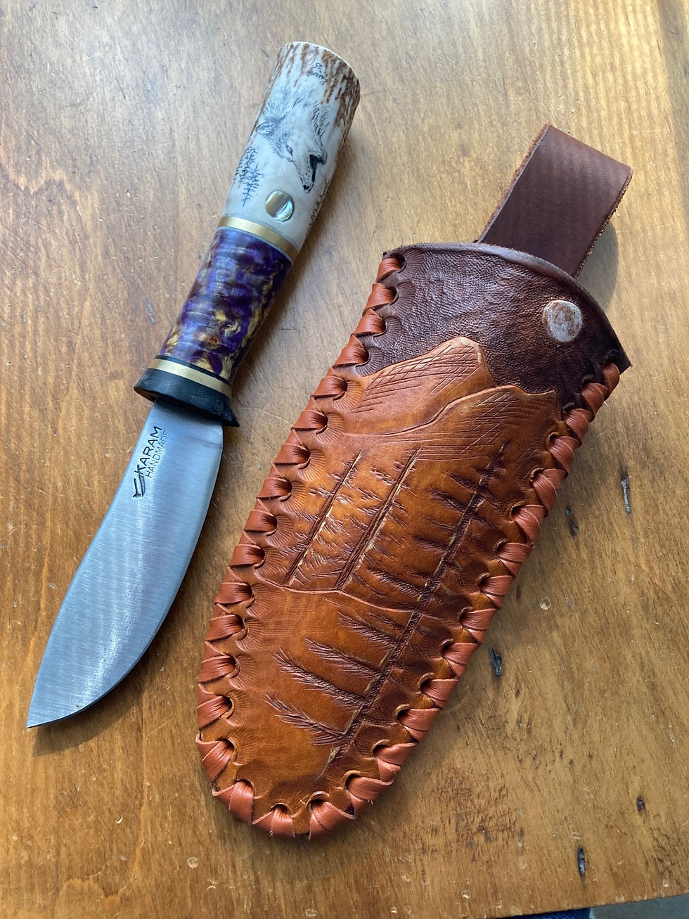 Thumbnail: Knife 266  Birch & Stag Arctic Wolf Hunter