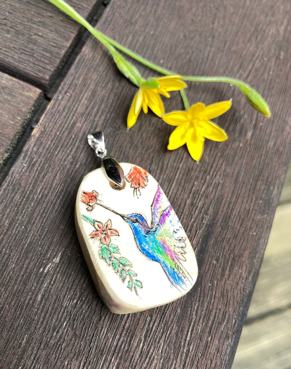 Hummingbird Painted Pendant