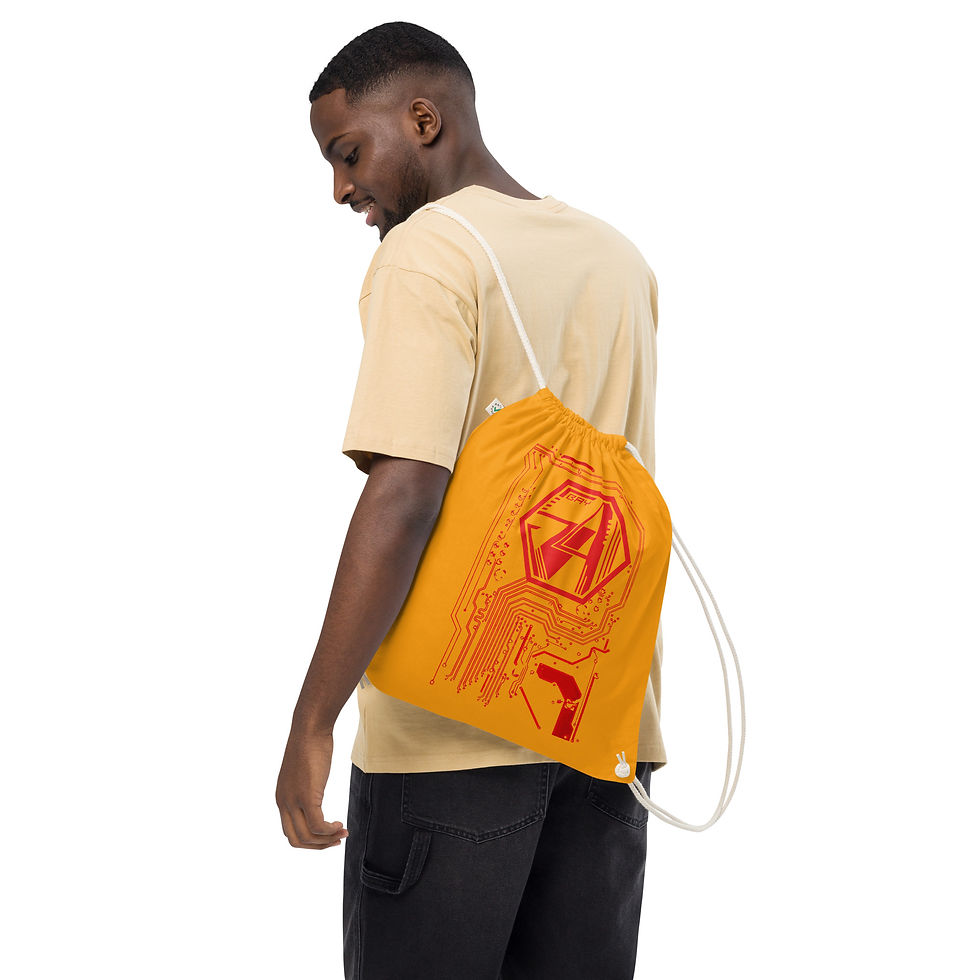 Thumbnail: MB54 - Red Circuit Board - Organic cotton drawstring bag