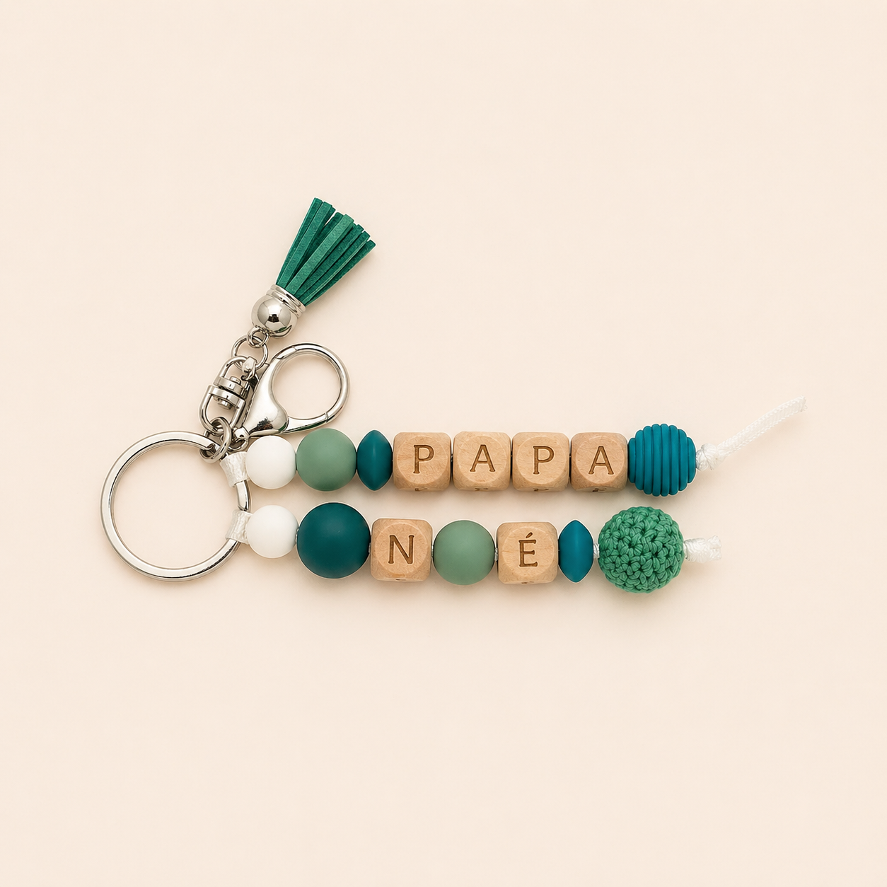 Porte-clés double Papa et Initiale