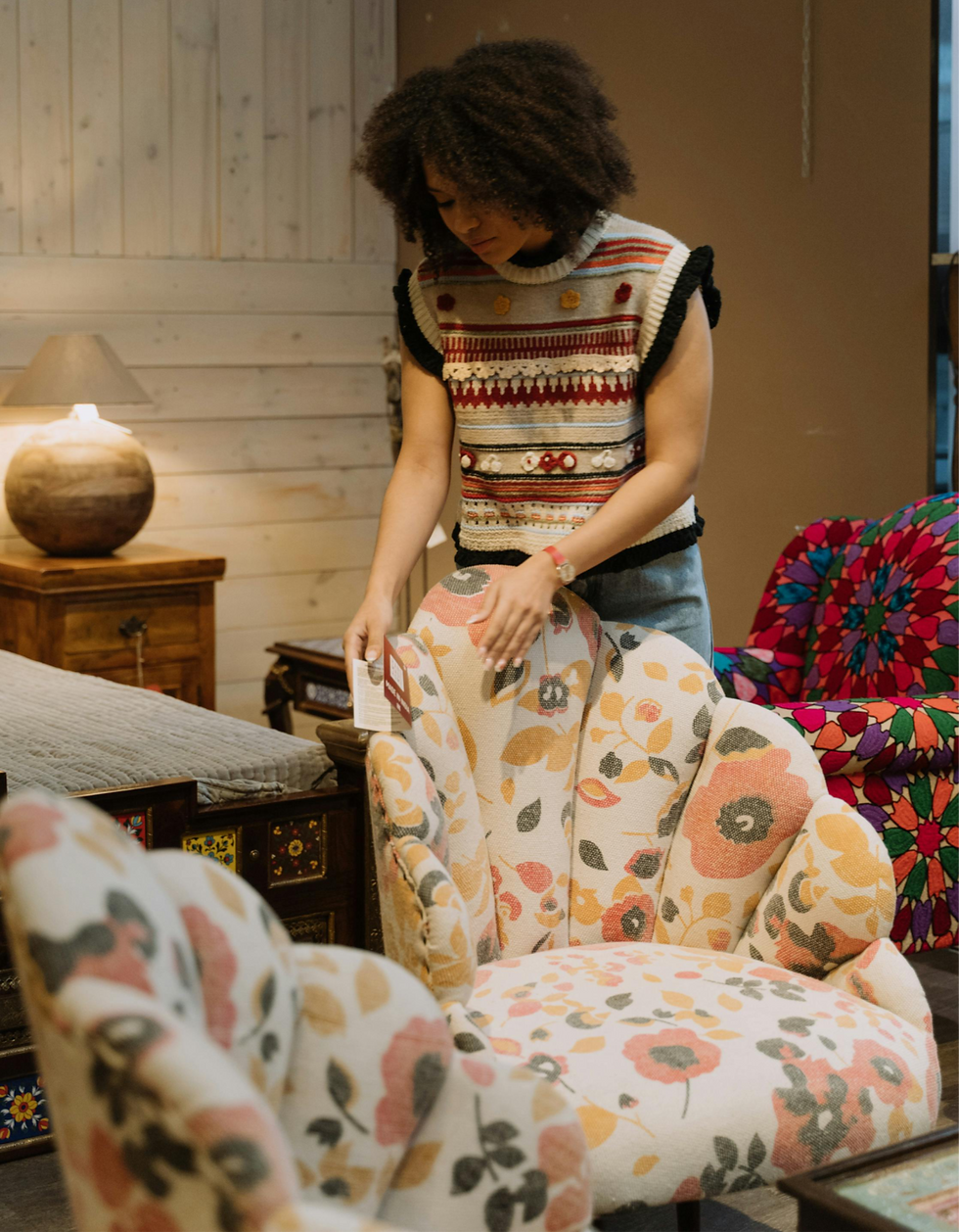 flower print accent chair