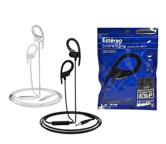 Fone Kapbom KA-776 com Gancho Anatômico e Microfone