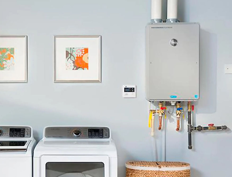 water heater in a washroom with washing machines