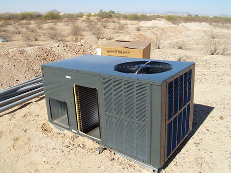 A Central Air Conditioning Unit, Made In America, Ready To Be Installed In An Arizona Home.