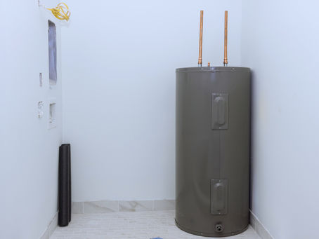 As part of construction process, a gas water boiler tank was installed in house