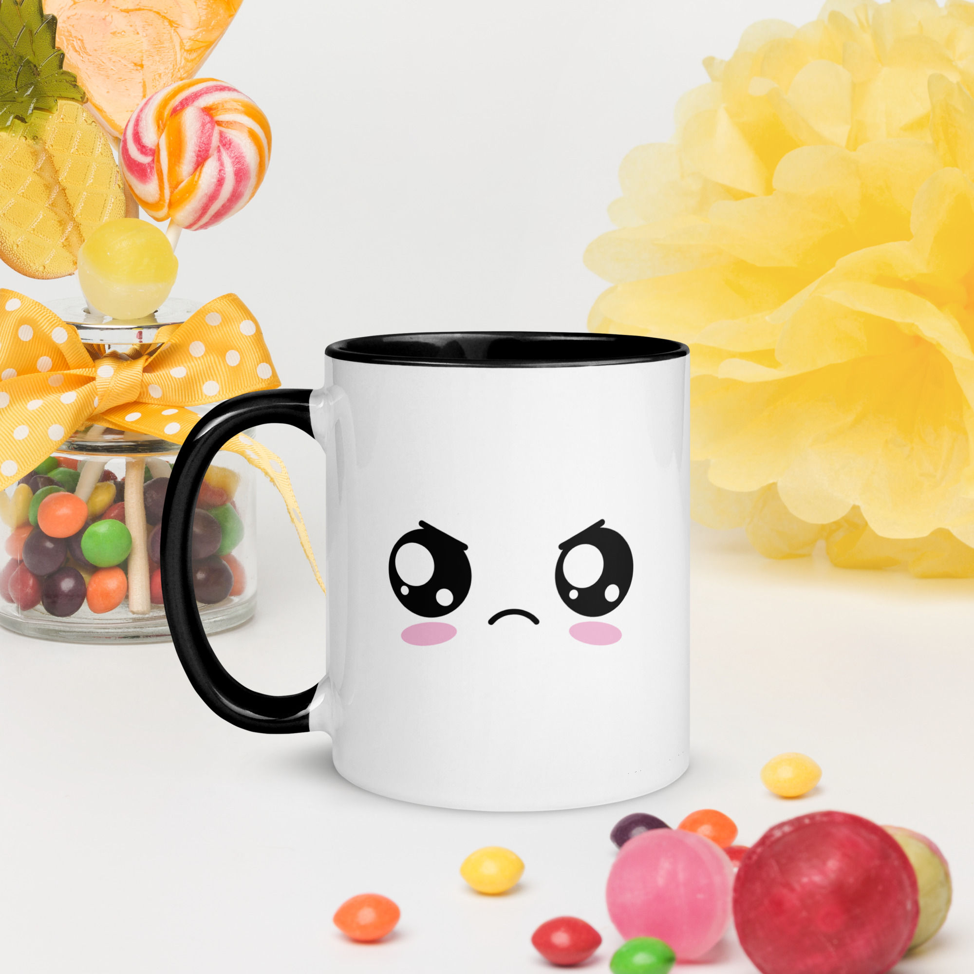 Mug à Intérieur Coloré - Kawaï colère