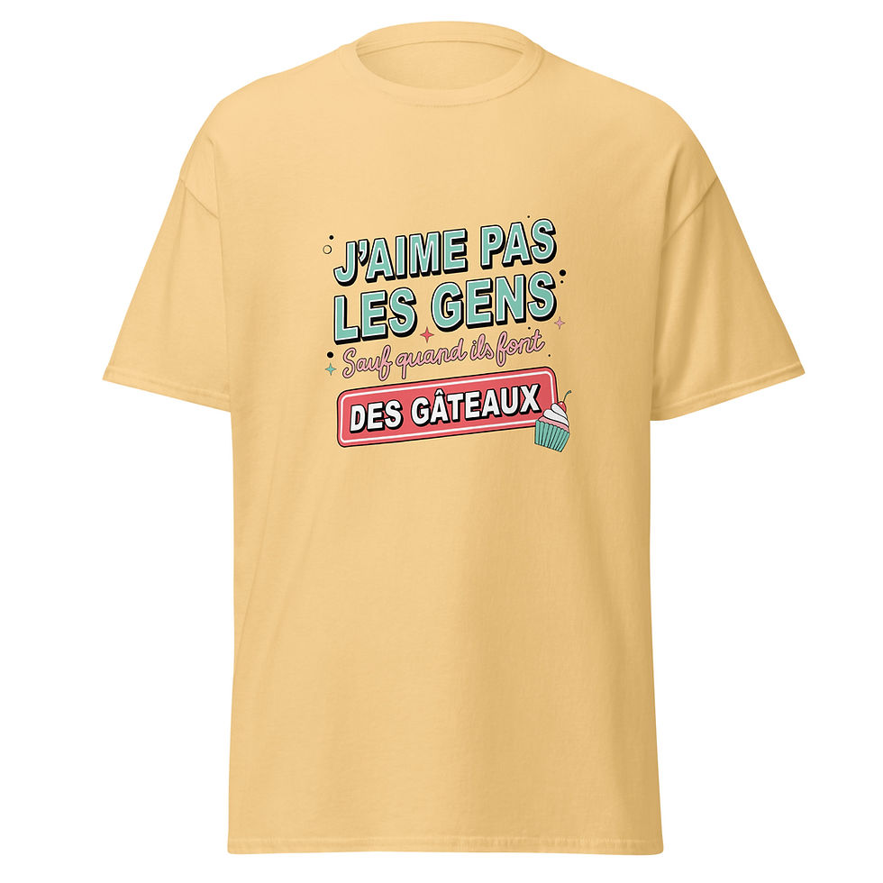 Miniature : T-shirt unisexe - J'aime pas les gens, sauf quand ils font des gâteaux