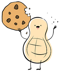cacahuète qui mange un cookie
