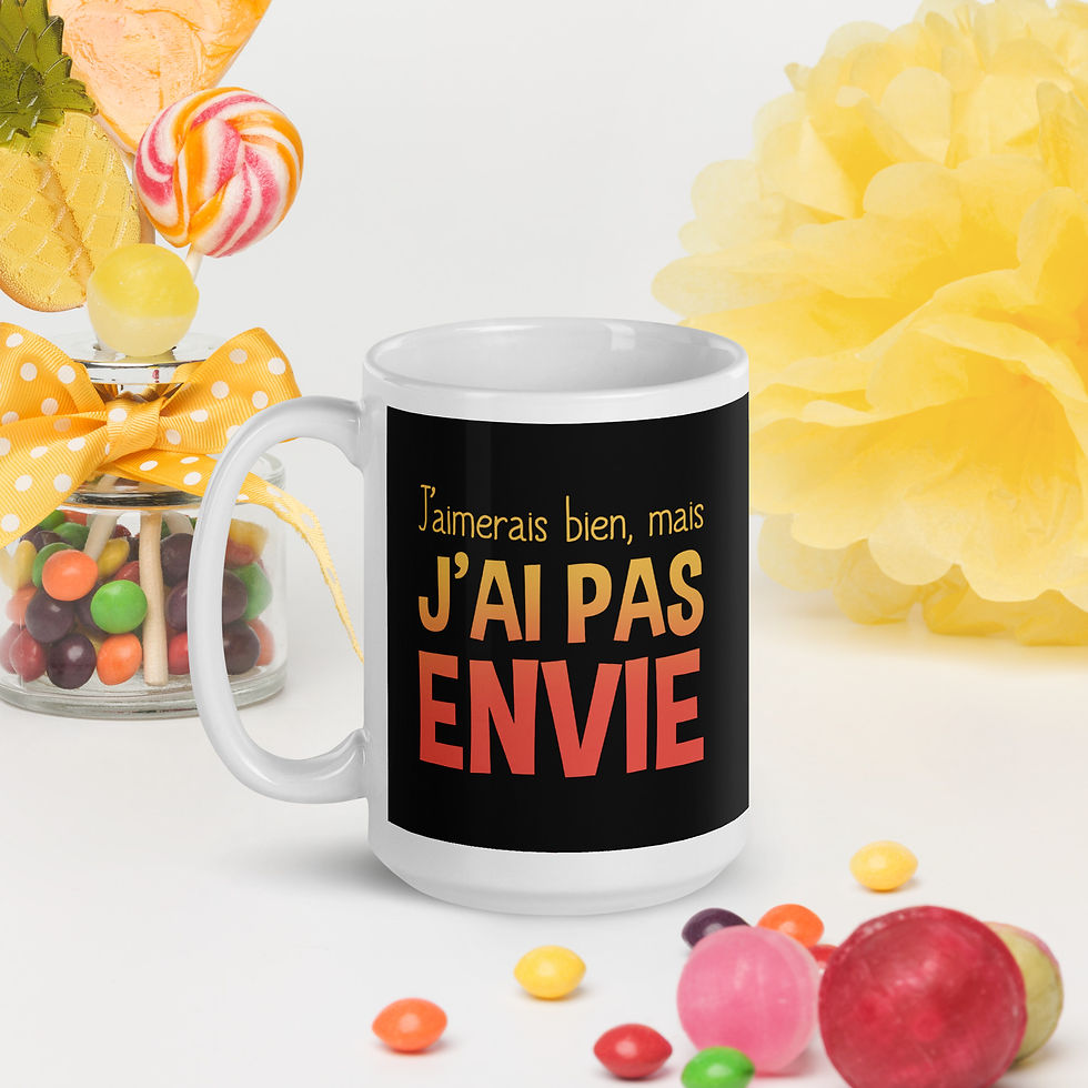 Miniature : Mug Blanc imprimé noir - J'aimerai bien mais j'ai pas envie