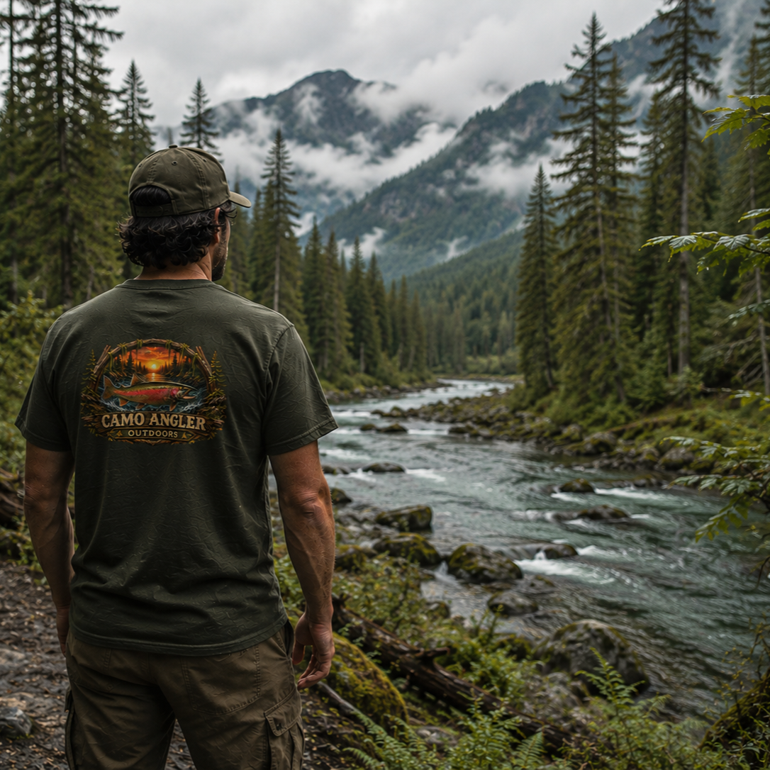 Camo Angler - Wild Woods & Waters Art Collection - Rainbow Trout
