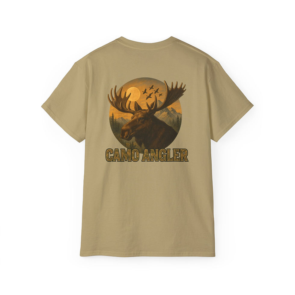 Nature-Inspired Camo Angler Moose, Hunting, Fishing, Hiking