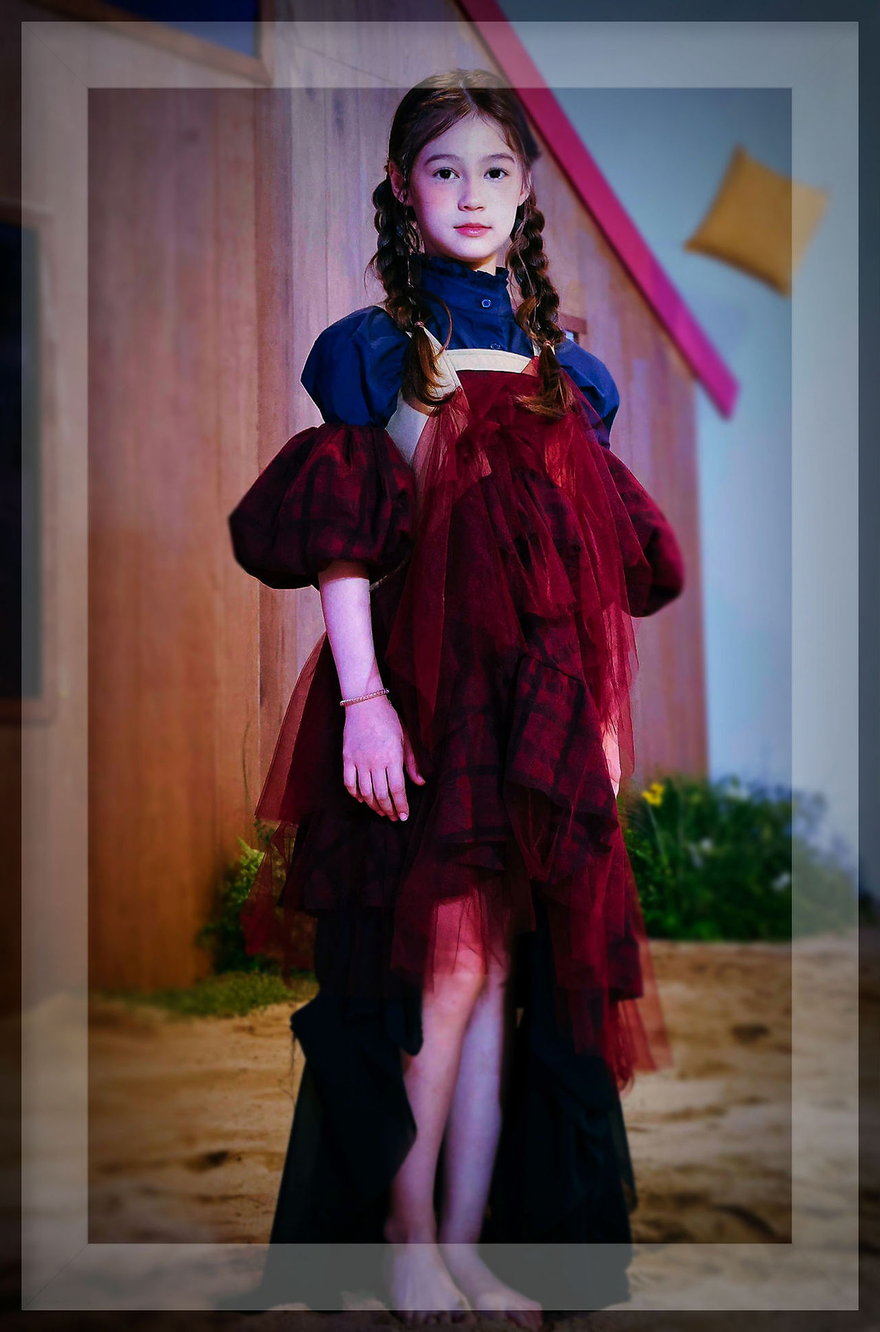 Children wear the playful costumes from the Petit Coussin limited edition collection designed by Hongjoong
