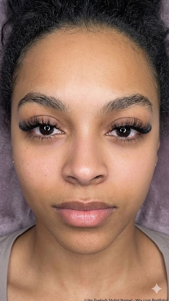 Hybrid lash extensions in Atlanta at Jay Monroe Beauty studio.