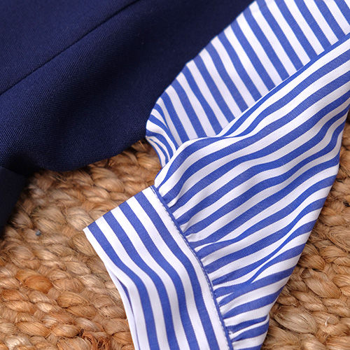 Thumbnail: Navy Blue Suit with Striped Long Shirt