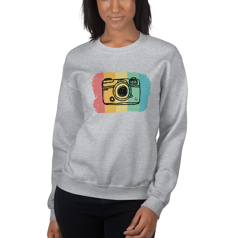 Thumbnail: Unisex Crew Neck Sweatshirt -Vintage Camera Polaroid Colors