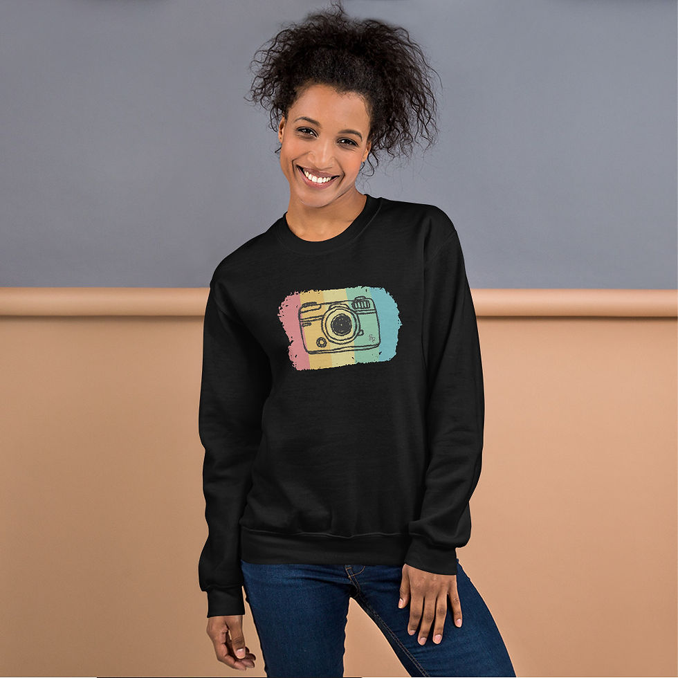 Thumbnail: Unisex Crew Neck Sweatshirt -Vintage Camera Polaroid Colors