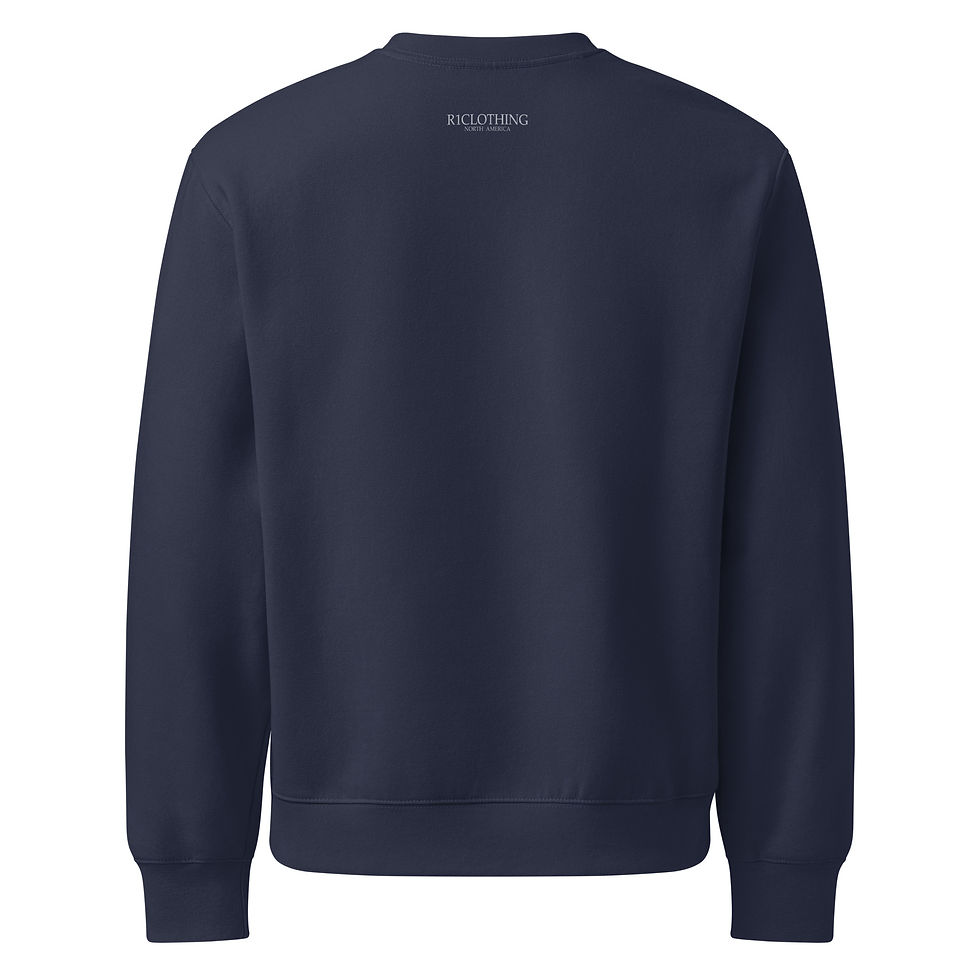 الصورة المصغرة: Navy blue sweatshirt with small logo on the back, Not My Monkey Oversized heavyweight sweatshirt, www.r1clothing.com
