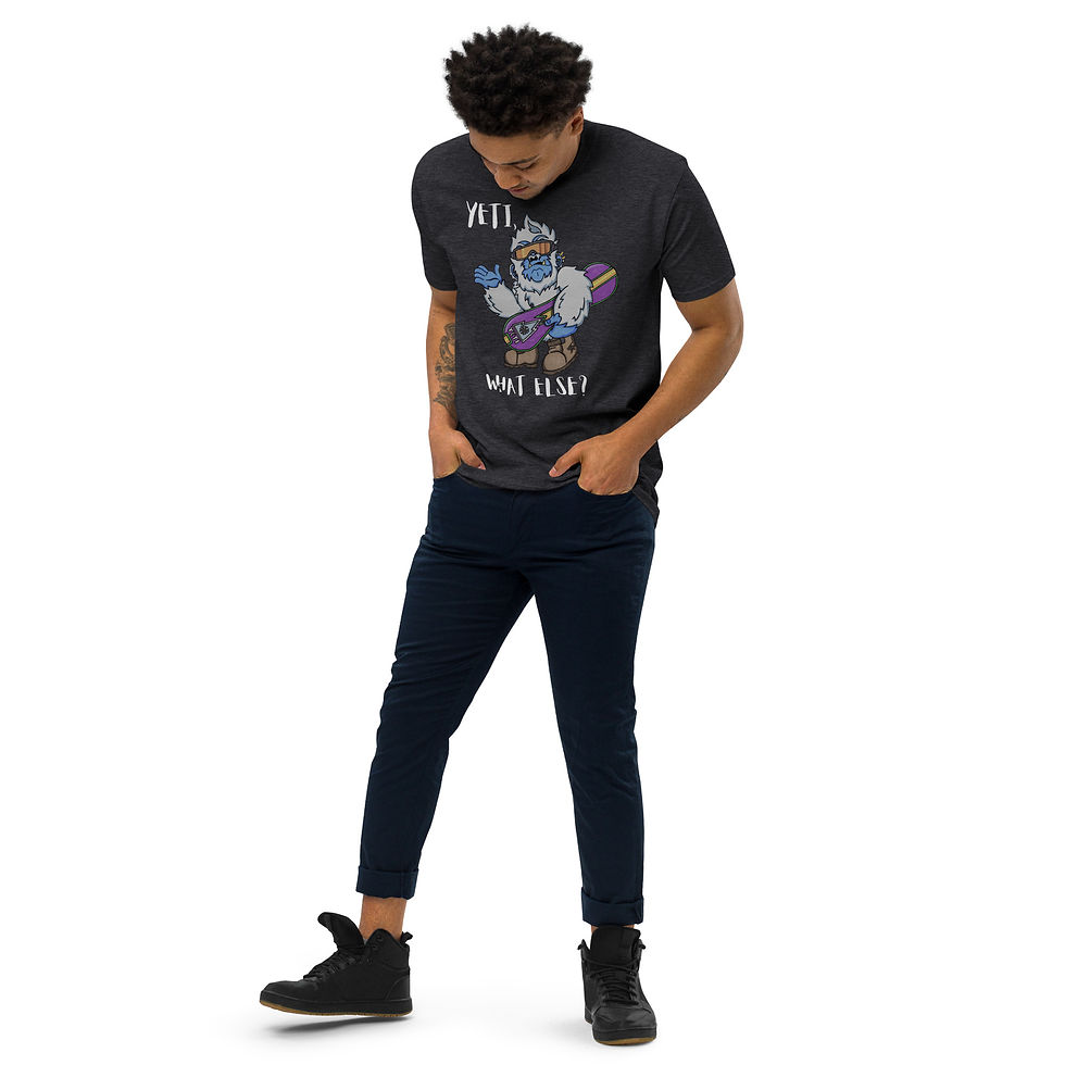 Thumbnail: Man modeling a graphic tee with a yeti: 