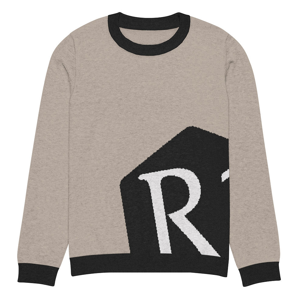 Miniaturbild: Beige sweater with black accents and white 