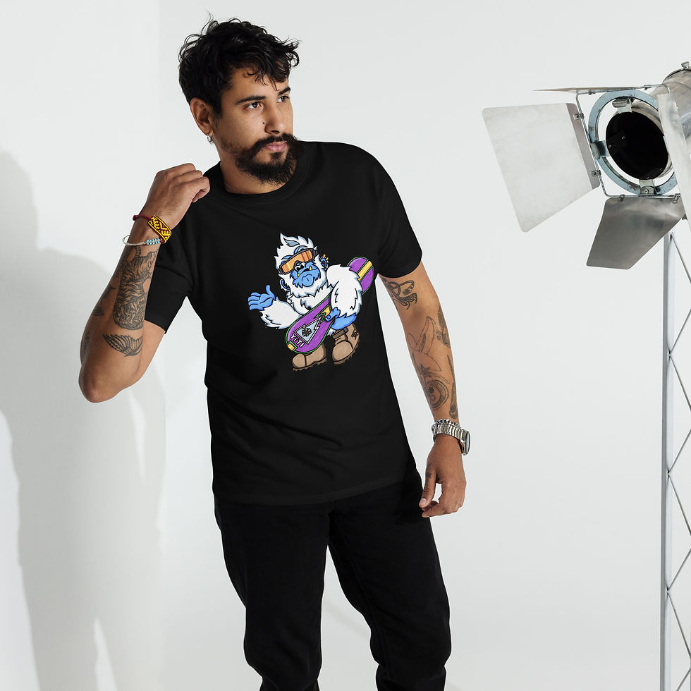 الصورة المصغرة: Man wearing black shirt with skating cartoon character design