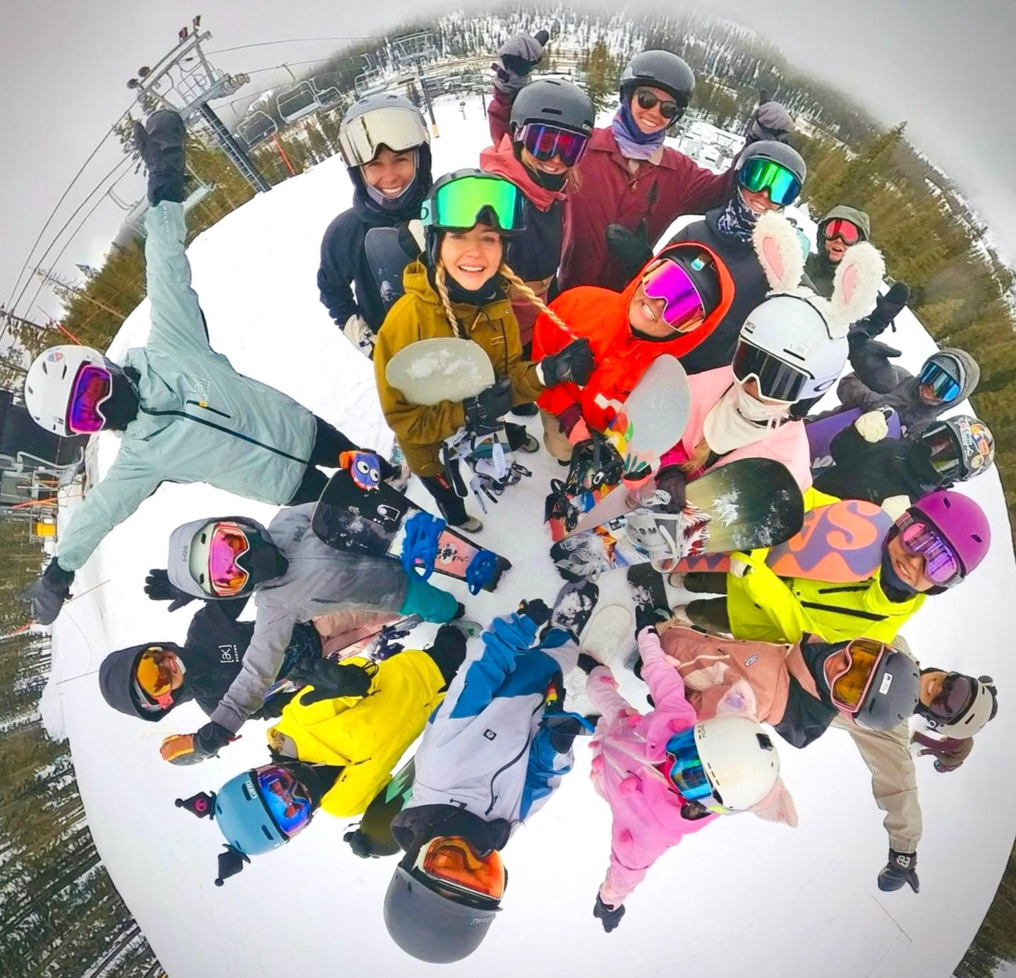 Woodward Tahoe women's snowboard camp group shot