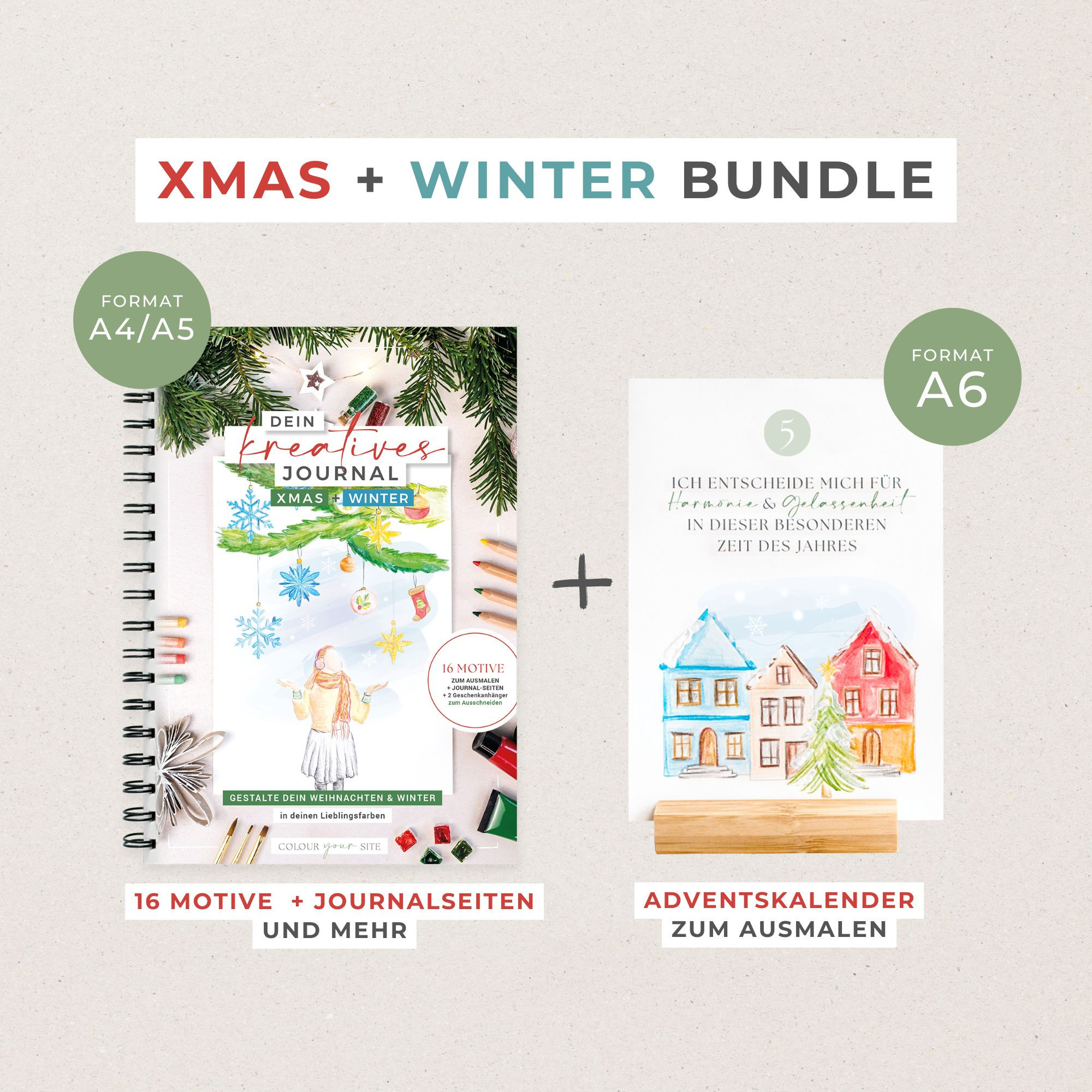 XMAS+WINTER BUNDLE aus Heft & Adventskalender zum Ausmalen (A6)