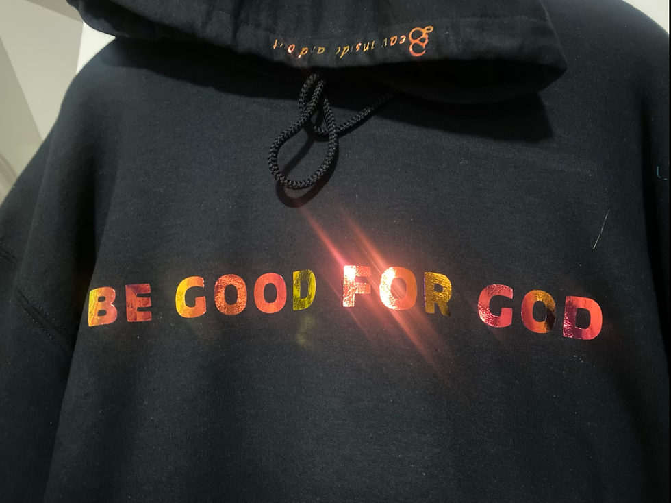 Thumbnail: Gold metallic “ Be Good For God” hoodie 