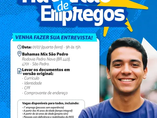 Rede Bahamas promove mutirão de empregos nesta quarta (1º)