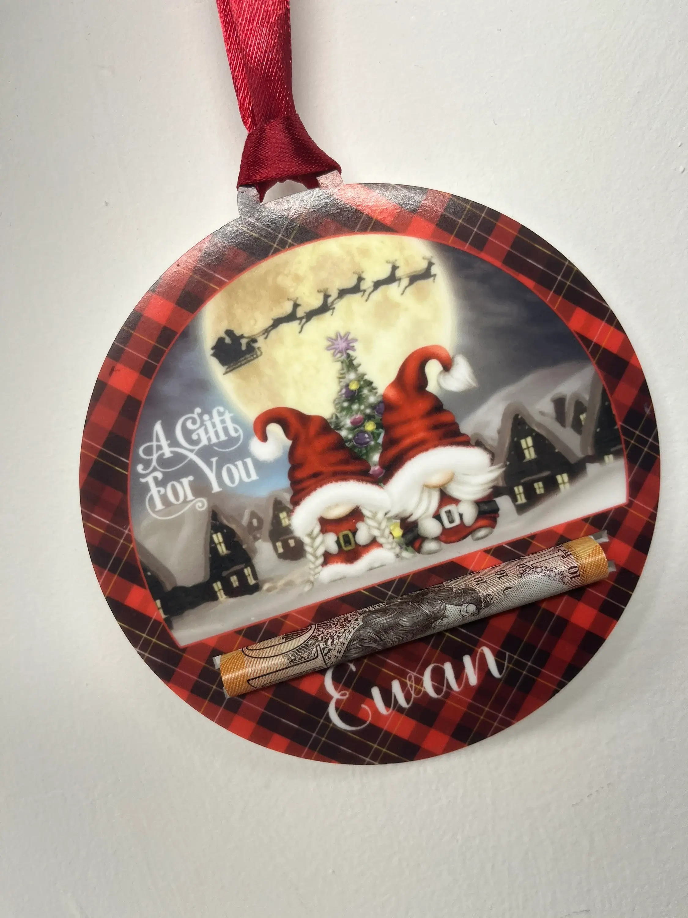 Personalised Christmas Gnome/Gonk Money Holder Decoration | Christmas Keepsake |