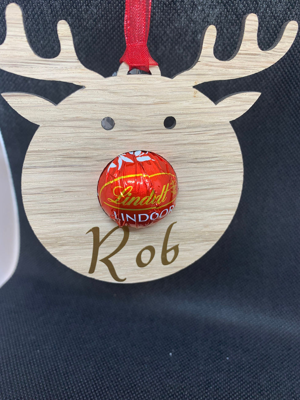 Thumbnail: Handmade Oak Wood Reindeer  Chocolate Holder | Christmas Bauble | Christmas