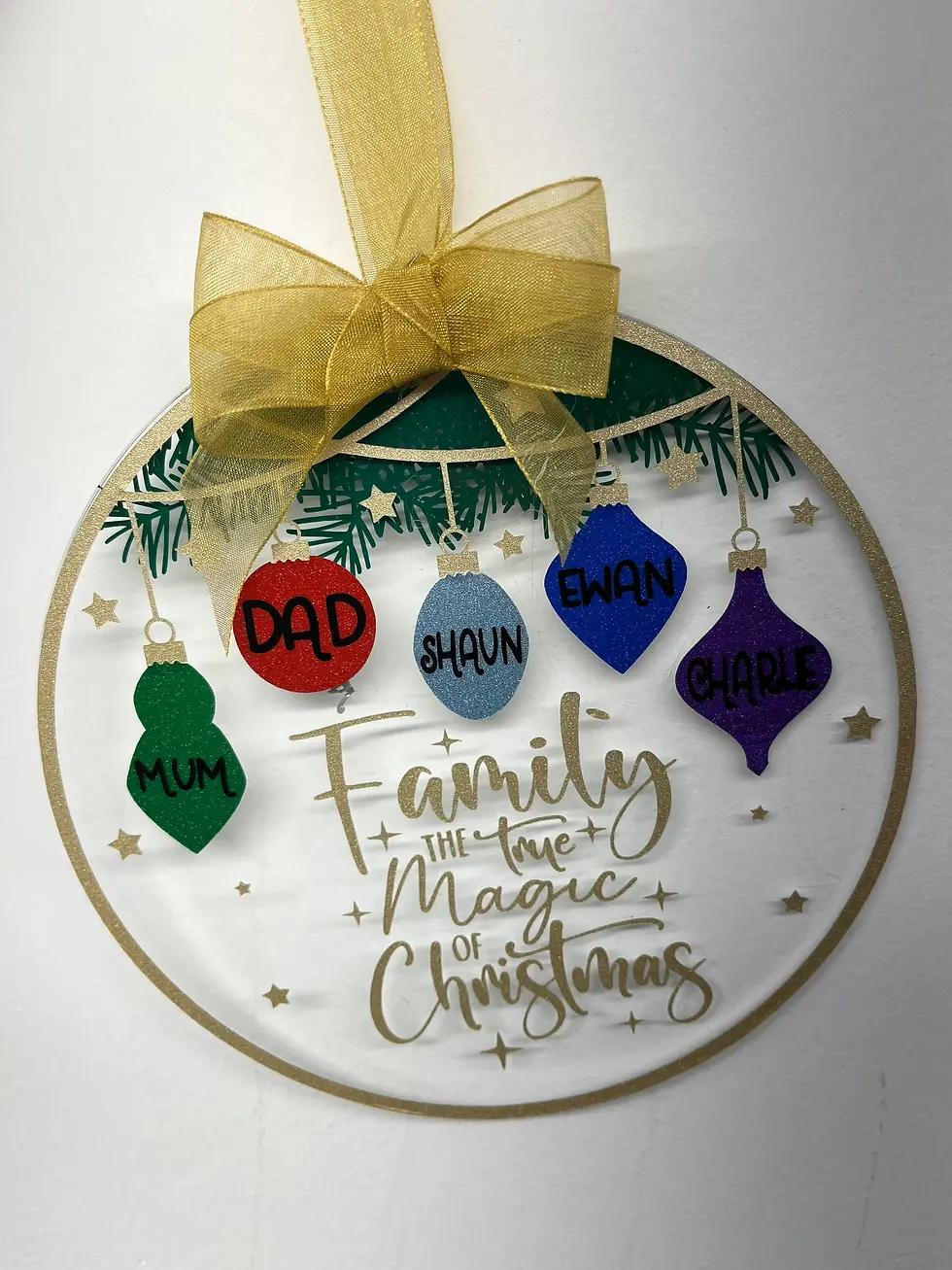 Thumbnail: Family at Christmas Wall Plaque Christmas Decoration - Personalised to Order