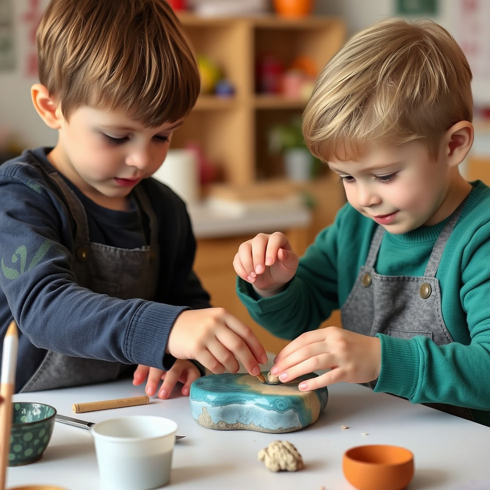kids making a small resin in a party class, replace that craft with a piece of pottery
