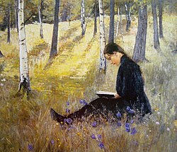 Ada Thilen - Girl Reading in a Landscape