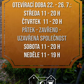 Otevírací doba 22.-26.7.2026