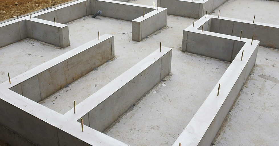 A home in the middle of construction. The foundation is laid out, highlighting the home's structure.