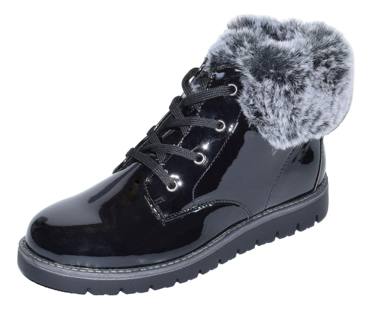 Μποτάκι Teddy shoes με φερμουάρ και γουνάκι A8603BL