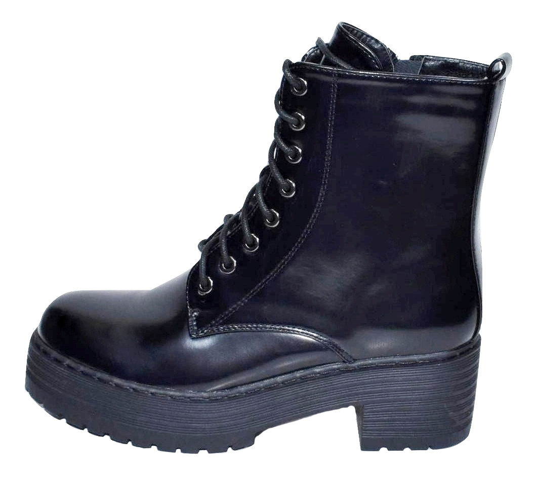 Μποτάκι lace up με φερμουάρ και κορδόνια 9898-10BL