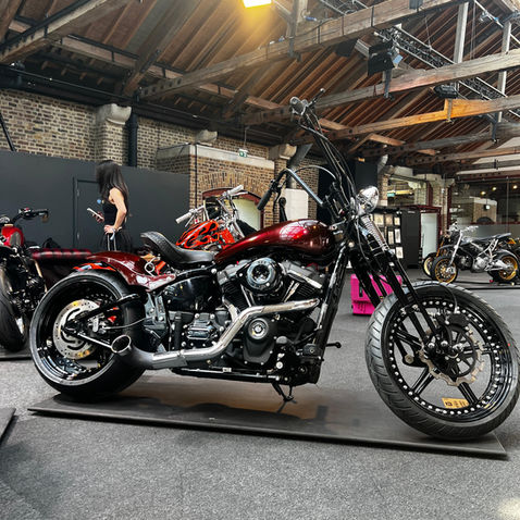 CUSTOM PAINTED HARLEY DAVIDSON AT THE BIKE SHED MOTORCYCLE SHOW LONDON 