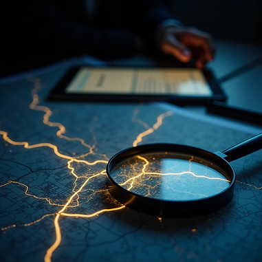 A magnifying glass signifies the start to a skip tracing investigation