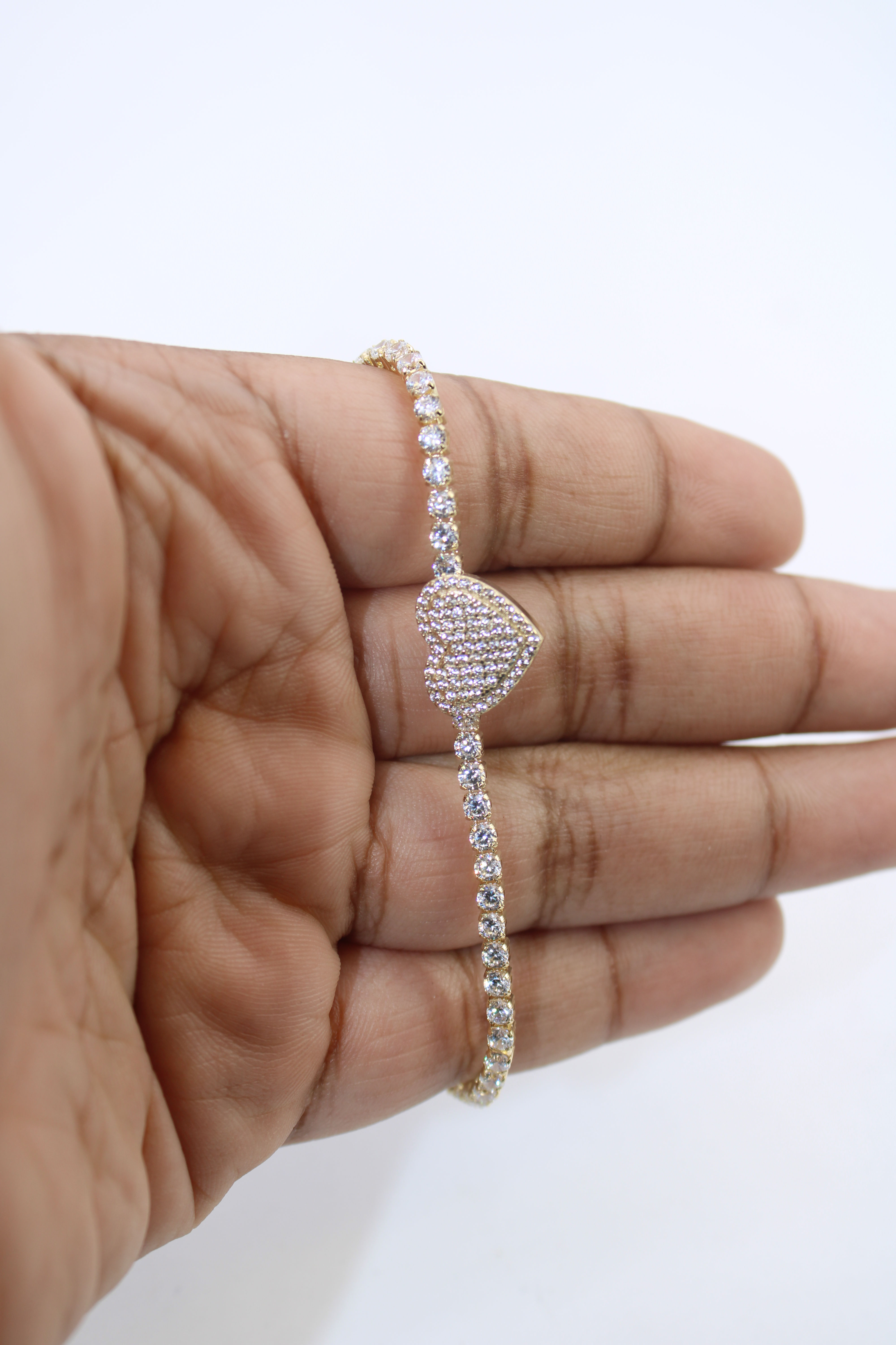 14k Fancy Heart Bracelet Cz ( 7') - BTJ™