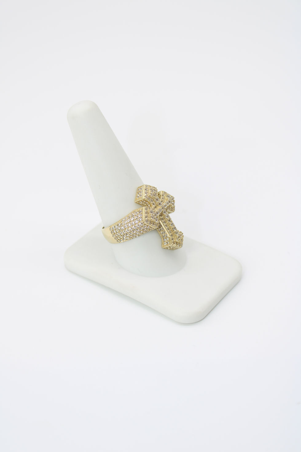 Thumbnail: 14K Fancy Tiny Cross Men Ring Cz -BTJ™